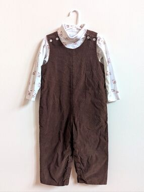 Little English Outfit Boys 3-4T Brown Corduroy Cow
